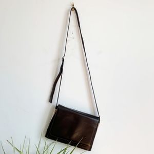 Vintage Calderone Brown Leather Shoulder Bag Purse